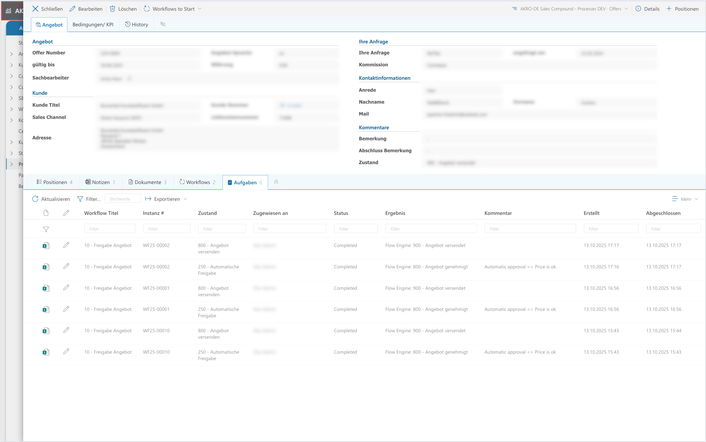 Vom Angebot bis zum Versand: Die integrierte Workflow Engine organisiert alle Schritte effizient über mehrere Teams hinweg.