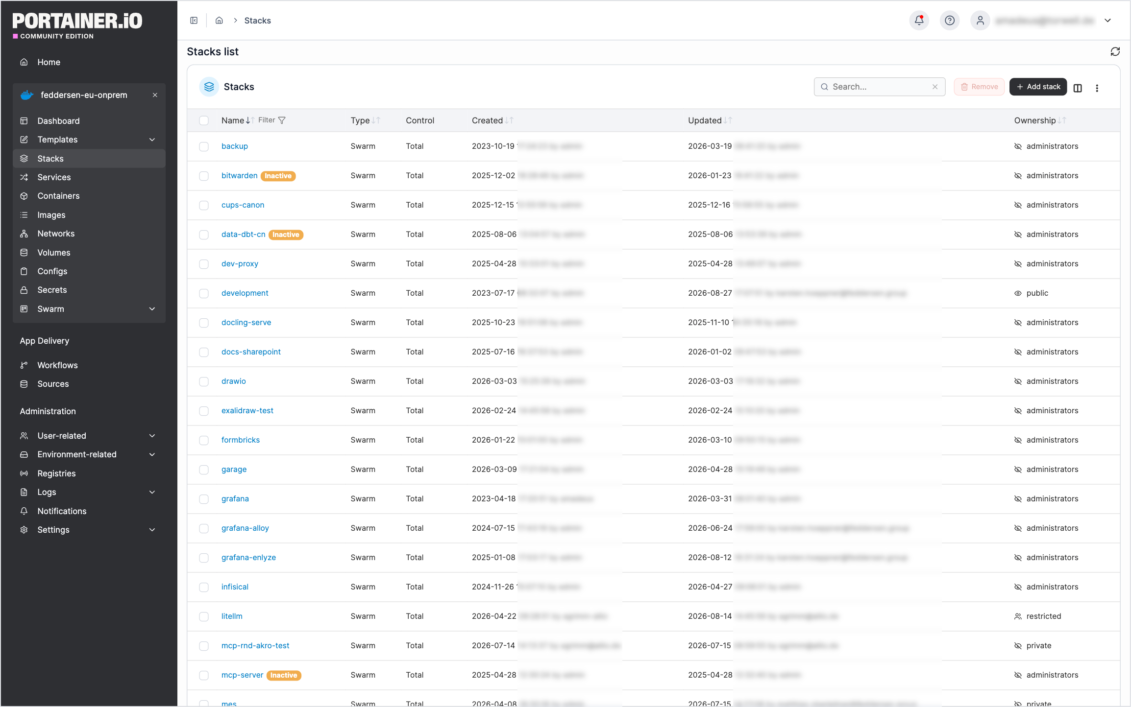 Der Betrieb erfolgt mit Docker Swarm (Cloud und OnPrem). Die Systeme kommunizieren dabei sicher über VPN und TLS.
